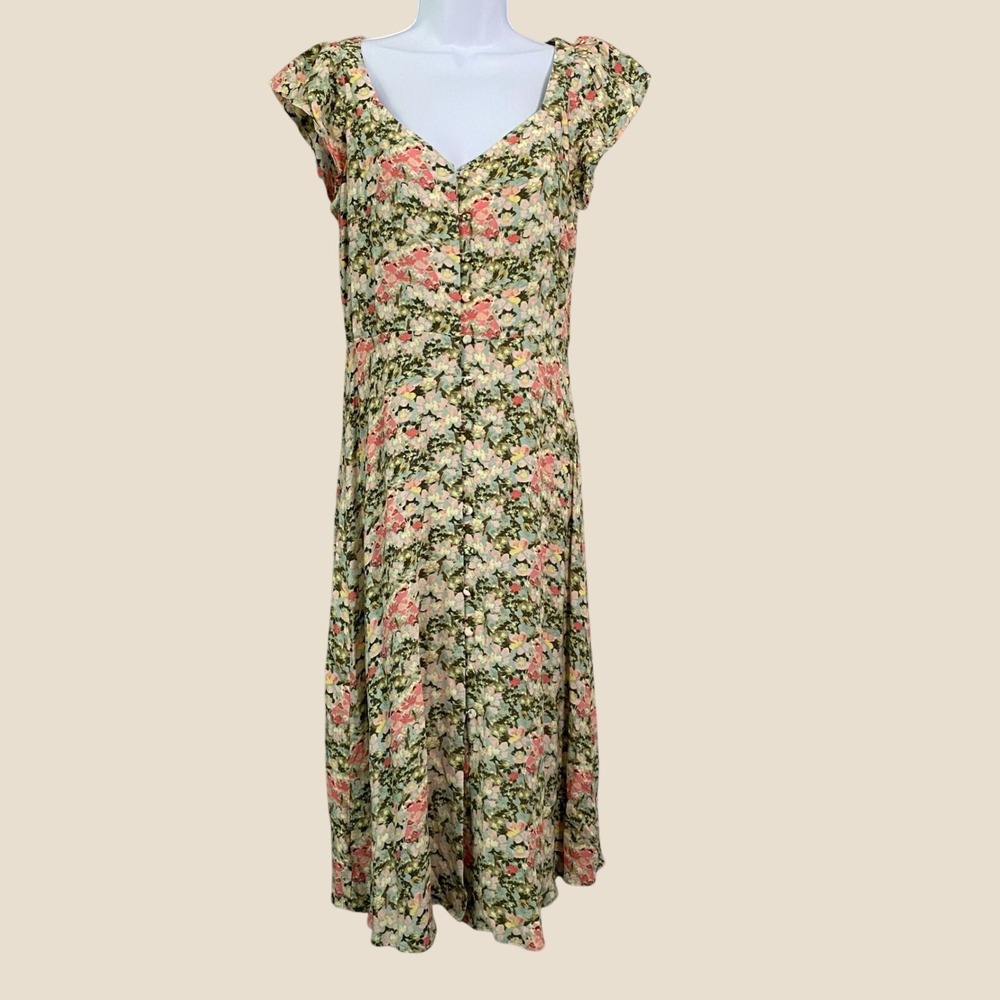 Green Milkmaid Dress 4P Cottagecore Dainty‎ Feminine Romantic Fairycore Dainty